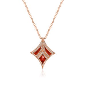 DAMASCUS SWORD Pendant in Rose Gold with Diamonds