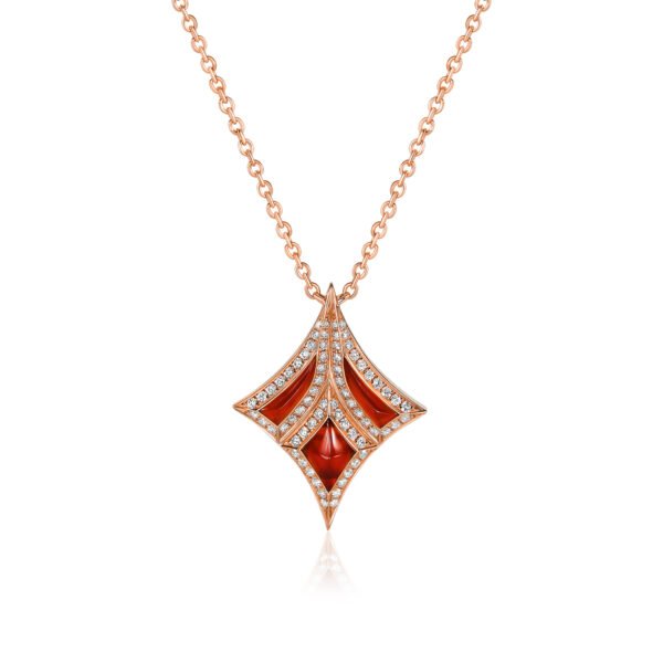 DAMASCUS SWORD Pendant in Rose Gold with Diamonds
