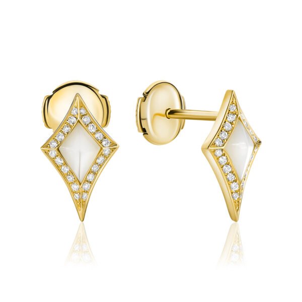 DAMASCUS SWORD Earrings in Yellow Gold with Diamonds