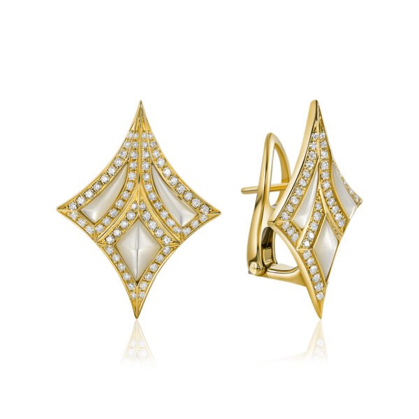 DAMASCUS SWORD Earrings in Yellow gold with Diamonds