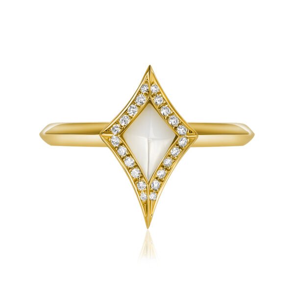 DAMASCUS SWORD Ring in Yellow Gold with Diamonds - Image 2