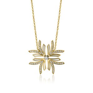 NIX Medium Pendant in Yellow Gold with Diamonds