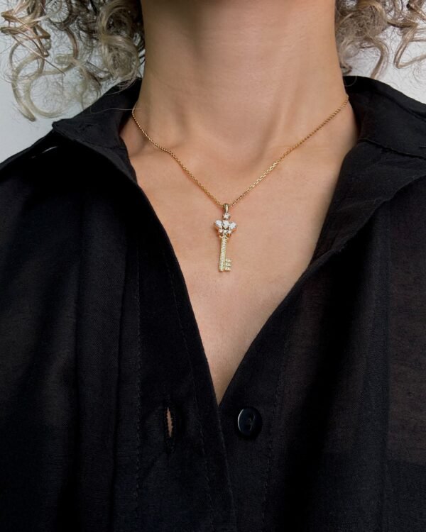 Key Pendant in Gold with Lab Grown Diamonds - Image 7