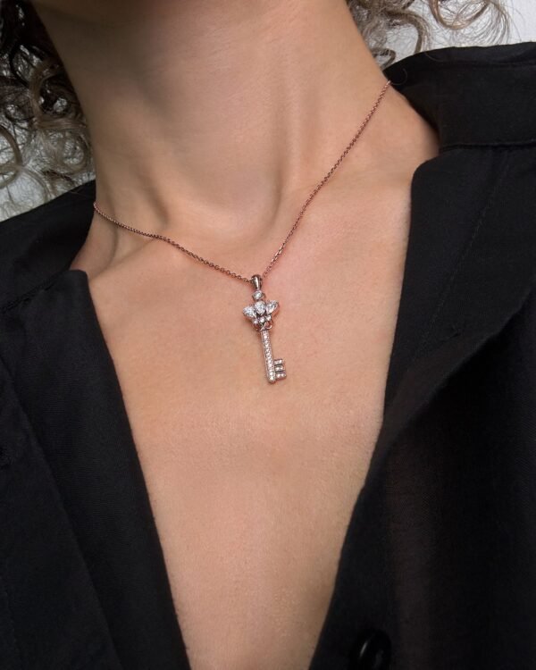 Key Pendant in Gold with Lab Grown Diamonds - Image 6