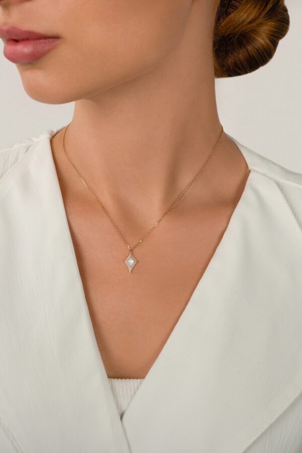 DAMASCUS SWORD PENDANT in Yellow Gold with Diamonds - Image 2