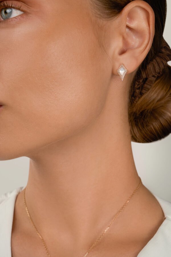 DAMASCUS SWORD Earrings in Yellow Gold with Diamonds - Image 2