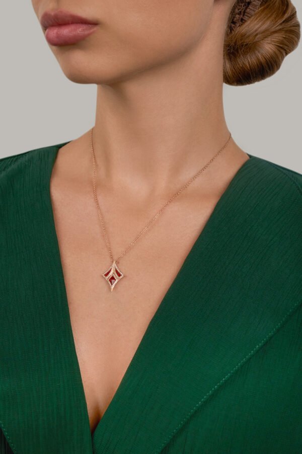 DAMASCUS SWORD Pendant in Rose Gold with Diamonds - Image 3