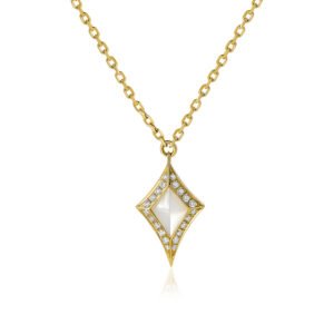 DAMASCUS SWORD PENDANT in Yellow Gold with Diamonds