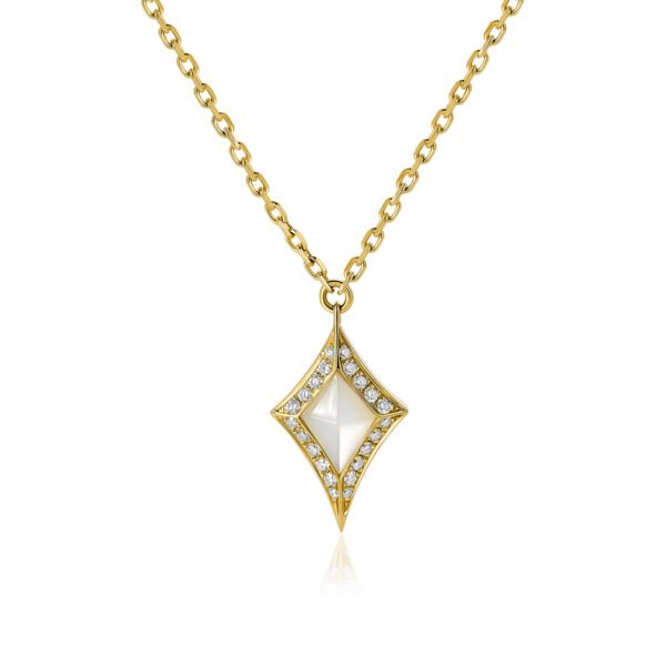 DAMASCUS SWORD PENDANT in Yellow Gold with Diamonds