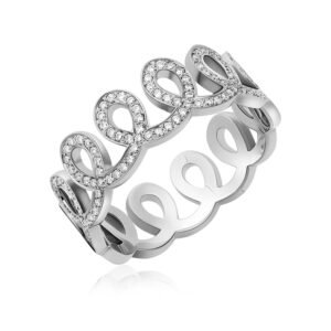 WAVES Full Ring in White Gold with Diamonds