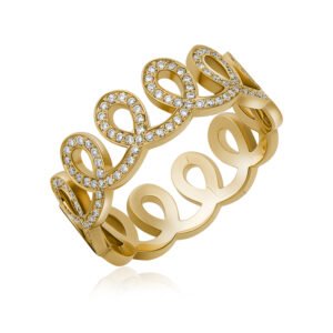 WAVES Full Ring in Yellow Gold with Diamonds