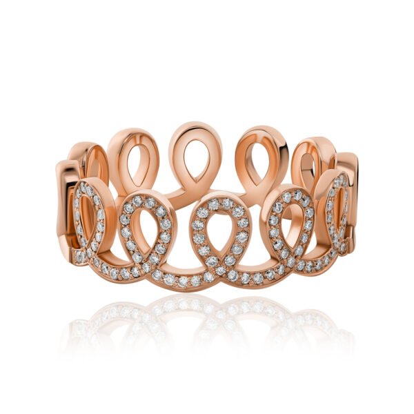 Waves Half Ring in Rose Gold with Diamonds - Image 2