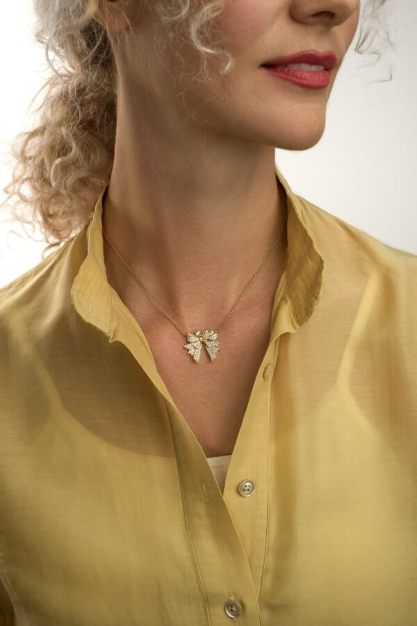 Feyonkah Large Pendant in Yellow Gold with Diamonds and Yellow Citrine - Image 2