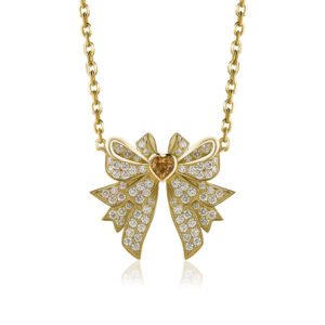 Feyonkah Large Pendant in Yellow Gold with Diamonds and Yellow Citrine
