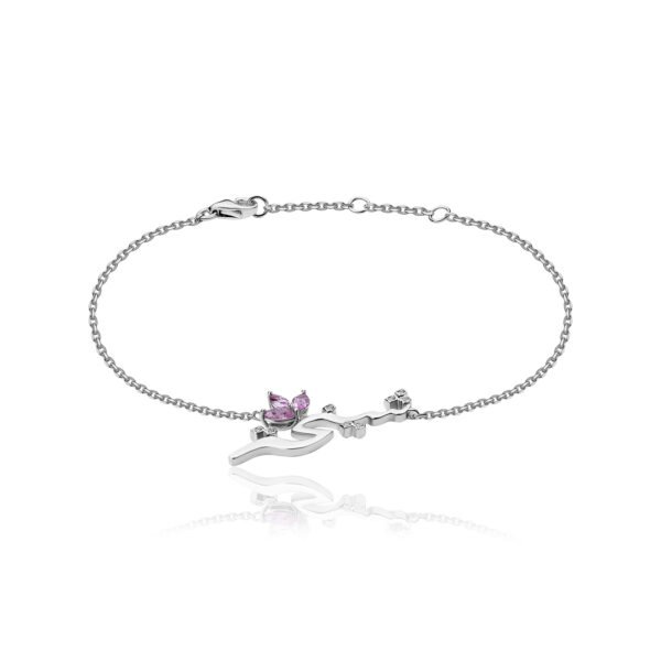 Customized Bracelet In White Gold with Pink Sapphire